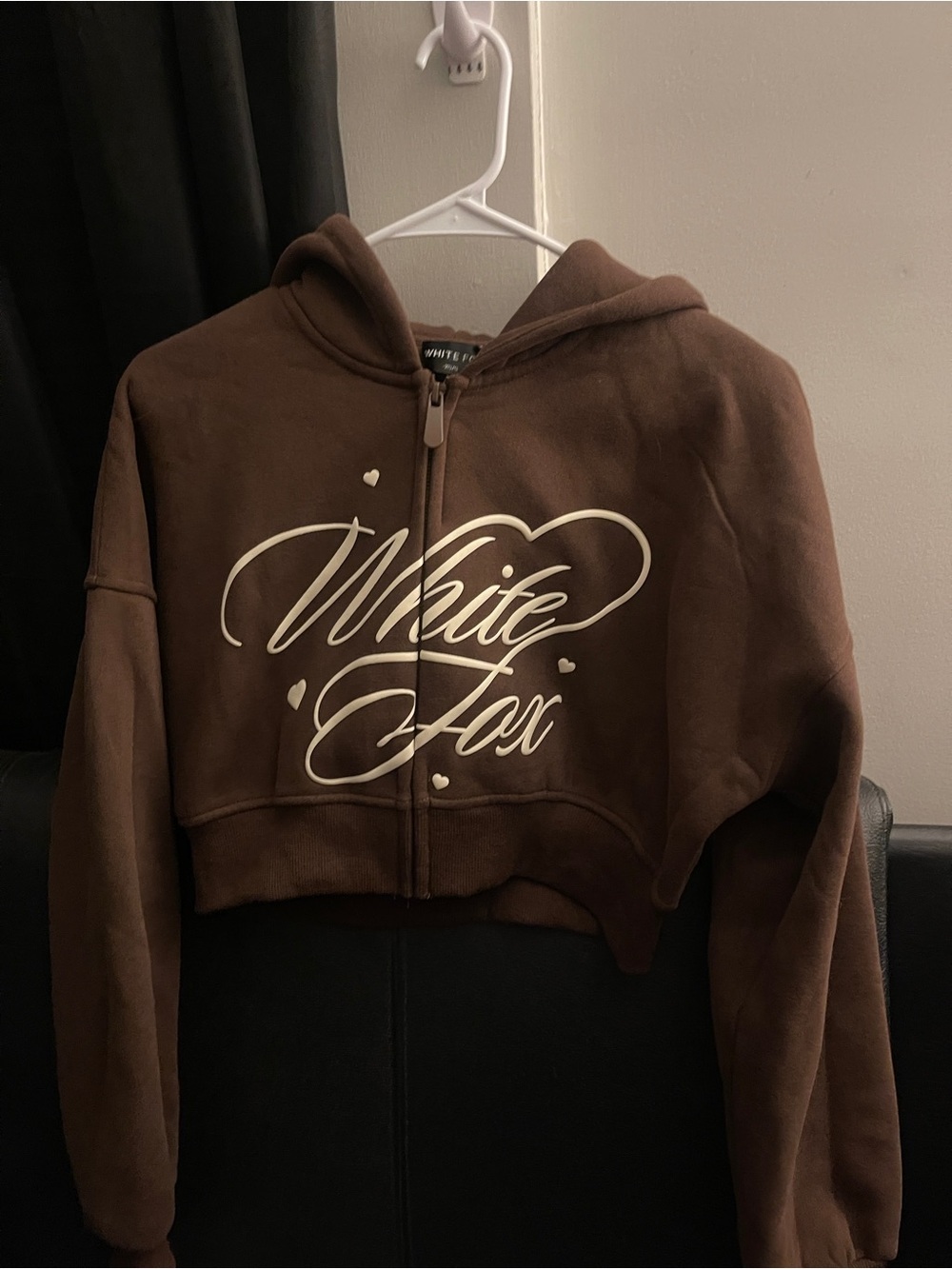 WHITE FOX Love You Regardless Cropped Zip Front Hoodie SIZE XS/S NWT SoldOut
